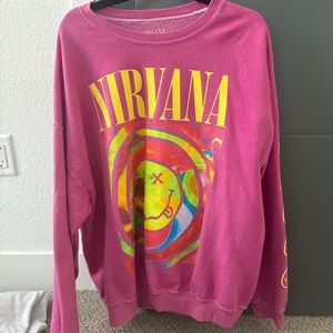 Urban Outfitters Pink and Yellow Nirvana Sweater